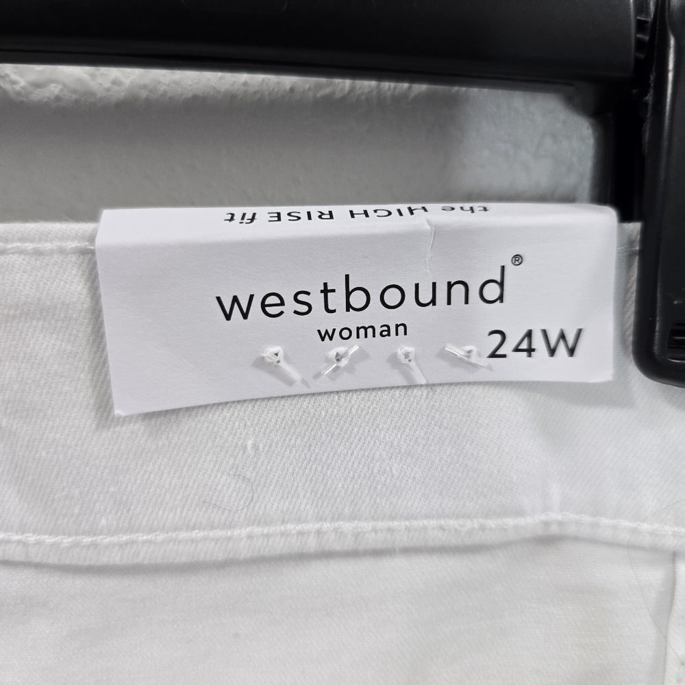 Westbound Womens High Rise Skinni White Summer Cropped Pants Size 24W - Picture 14 of 16